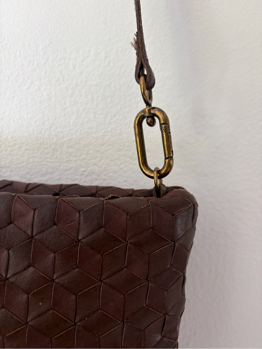 Madewell The Puff Woven Leather Crossbody Bag Chocolate Raisin NI981 - Picture 5 of 14